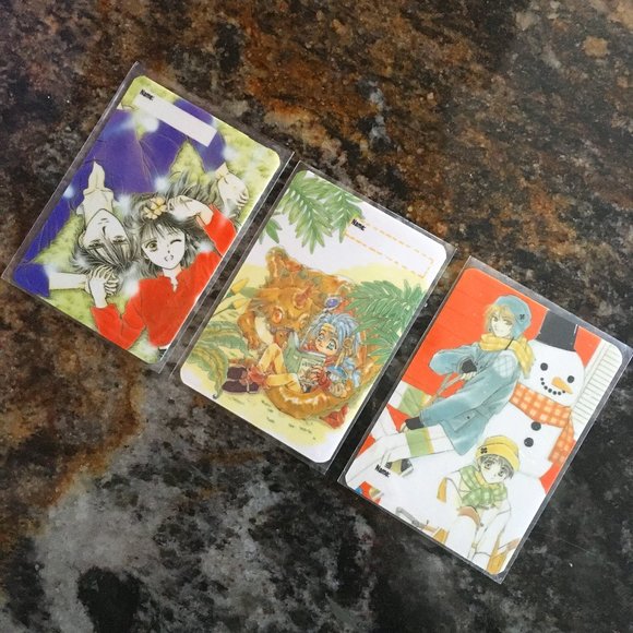 90s Vintage Japanese Fushigi Yugi Plastic Luggage ID Cards - Picture 1 of 8